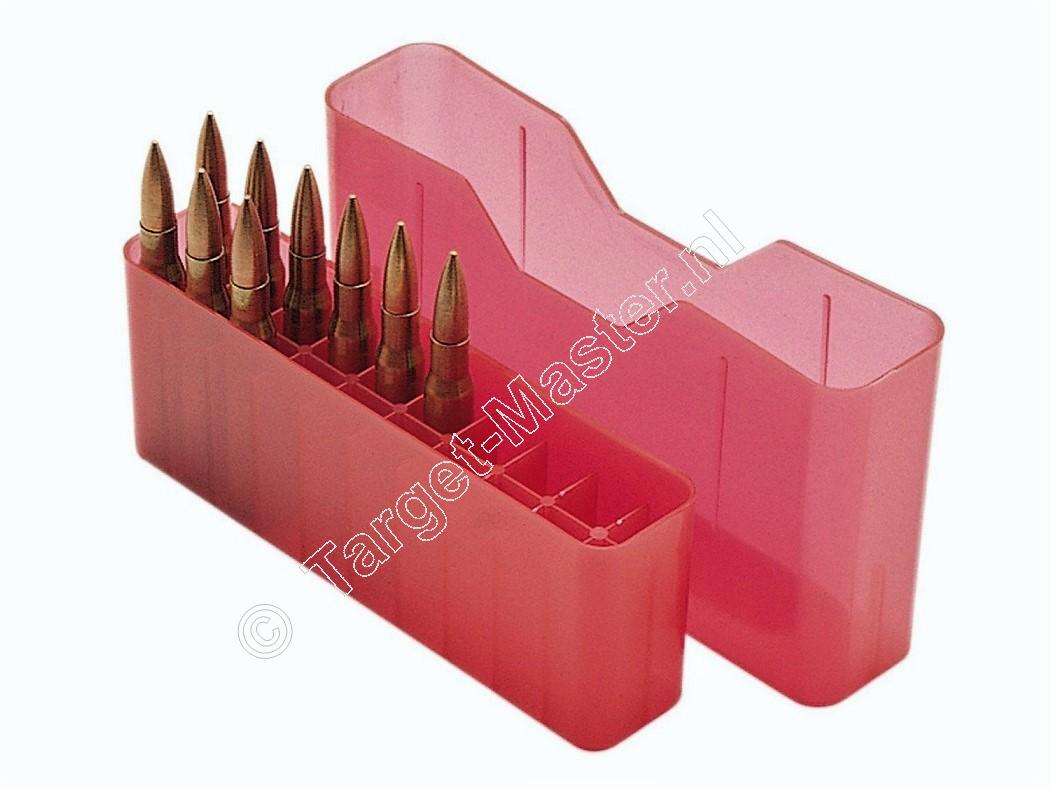 MTM J20L Slip-Top Ammo Box CLEAR RED content 20
